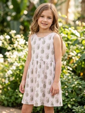 Dex Light Pink Sleeveless Pineapple Print Dress